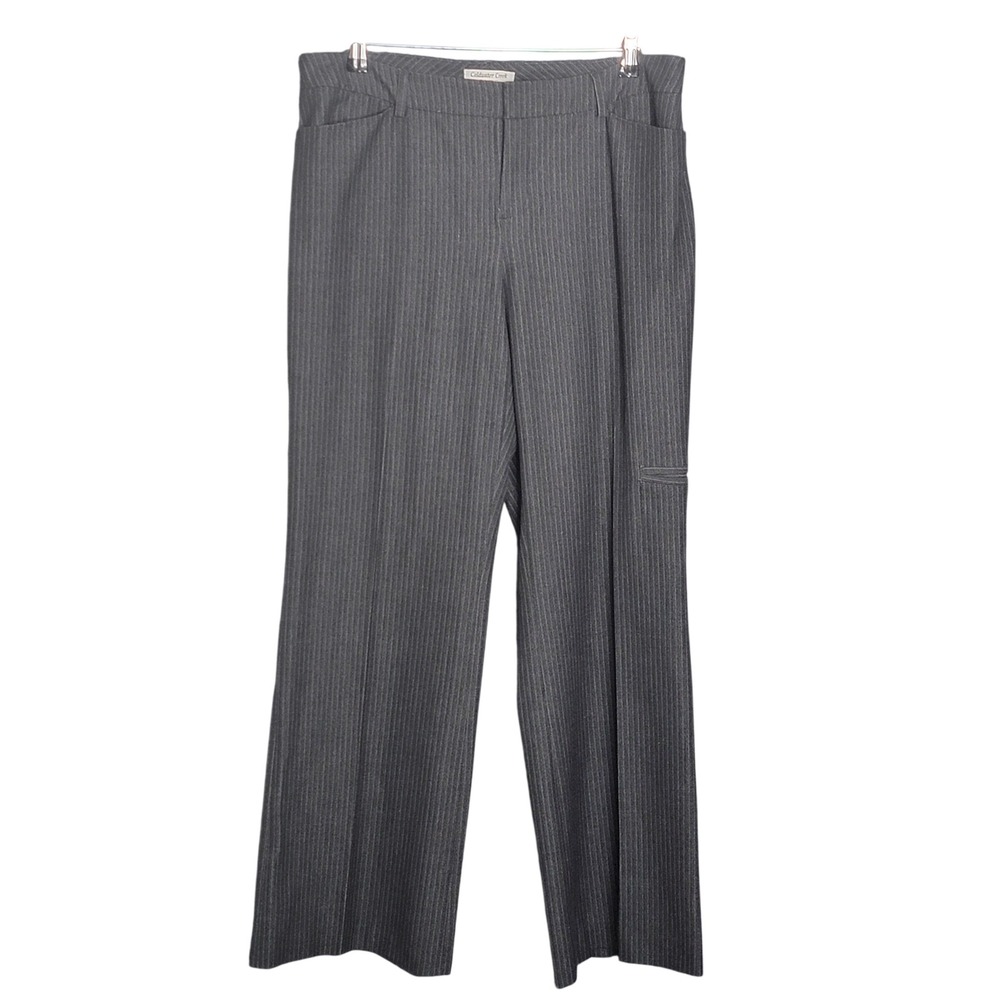Coldwater Creek Trouser Fit Women 10 Gray Pinstripe Mid Rise Straight Leg Pants